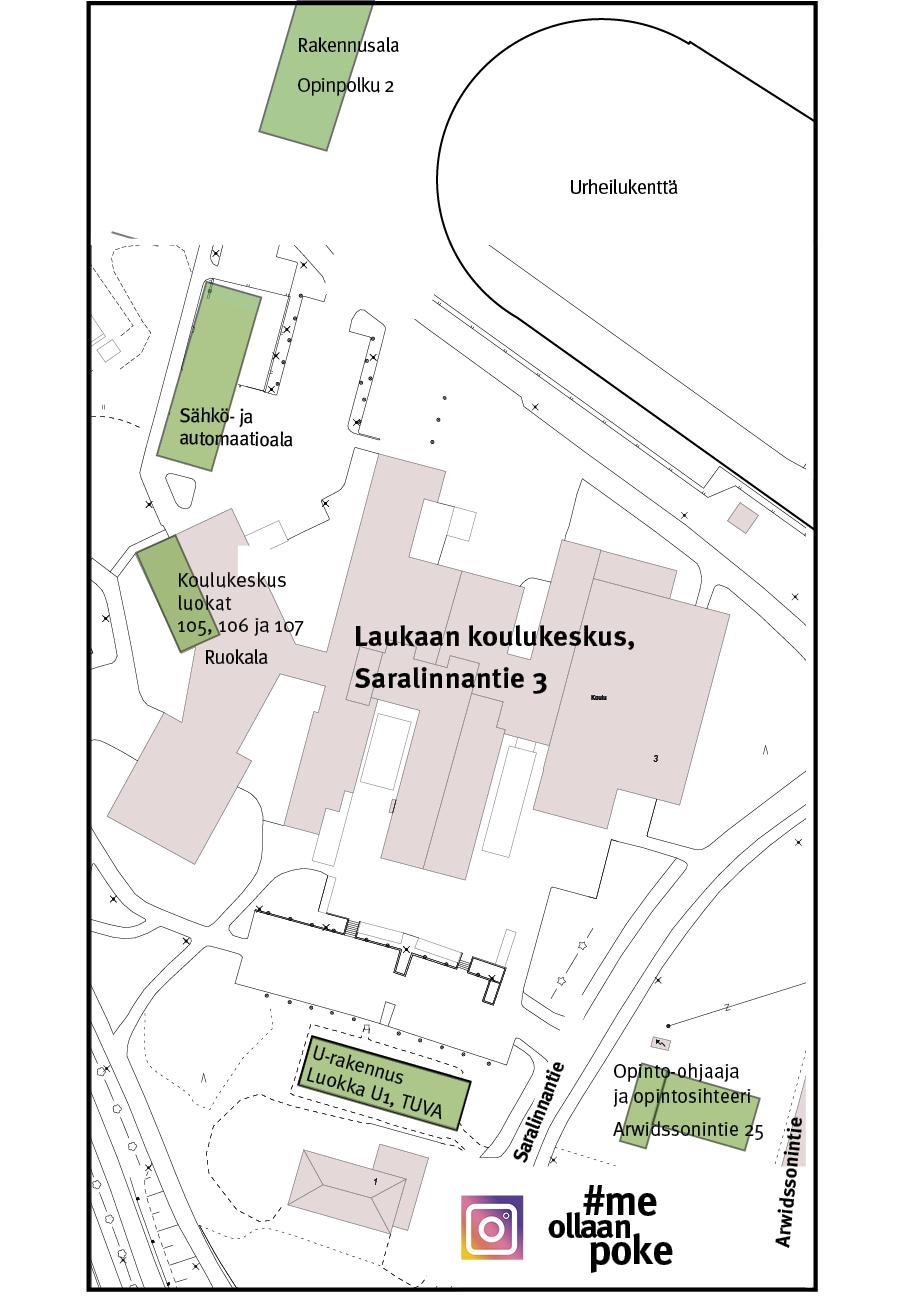 POKE Laukaa koulukeskuksen aluekartta
